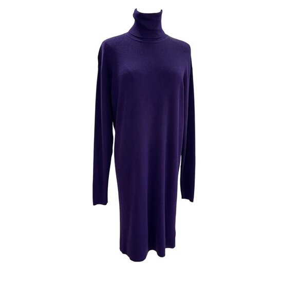 Michael Kors Oversized Sweater Dress Purple Turtleneck Cozy Fall Minimalist SZ S - Picture 6 of 9